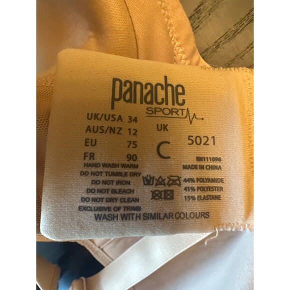 Panache Sport Non-Wired Sports Bra 5021 UK/USA 34C Beige Stretch Fabric - Picture 4 of 4